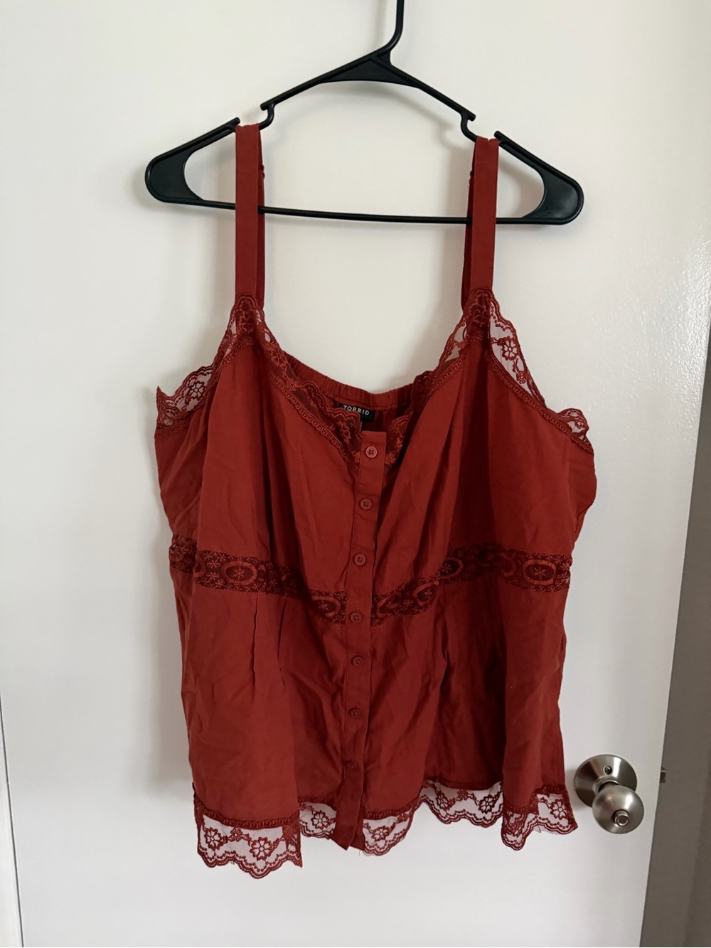 torrid Rust Lace-Trim Button Front Cami